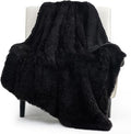 Bedsure GentleSoft Fuzzy Sherpa Faux Fur Twin Blanket Black Cozy Gifts for Women Men, Soft Fleece Plush Warm Minky Thick Blanket Twin Size for Bed, Couch, Dorm Essentials Black Decor Gifts, 60x80