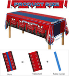 16Pcs 2in1 Spider Birthday Decorations Tablecloths, 54" x 108" Super Hero Spider Table Cloth Disposable Rectangle Plastic Table Cover for Boys Birthday Party Supplies