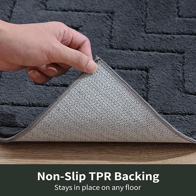 Stiio Dirt Trapper Door Mat 24x35.5 Inches, Front Doormat Indoor Outdoor Entrance Low Pile, All-Season, All-Weather Absorbent Entry Rug, Washable Non Slip Rug for Entryway, Dark Grey