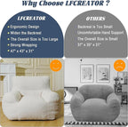 Giant Bean Bag Chair, Lambswool Bean Bag Chair for Adults, Eco-Friendly Filling Soft Bean Bag, White Been Bag for Bedroom, Living Room