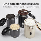 Veken Coffee Canister, 39OZ Large, Airtight Stainless Steel Food Storage Container for 2.2lbs Coffee Beans, Ground, Sugar, Tea, Flour, Rice, Cereal, Cookies Jars, Bar Accessories & Gifts, Black