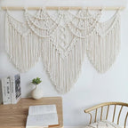 Achart Macrame Wall Hanging Large- Boho Wall Decor- large wall art- Wall Decor Living Room- Macrame Tapestry Boho Decor for Bedroom (Beige-Fringe)