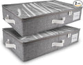 HOMELUX THEORY 2pc Under Bed Storage Containers, Bedroom Under the Bed Drawer Storage Organizer with Bins and Lids, Medium Underbed Clothes Storage Box Ideal for Blanket, Fabric, & Shoes (LightGray)