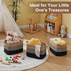 Storage Basket for Organizing, Woven Baskets for Storage, Rectangle Decorative Baskets for Shleves, Closet, Toys, Books, Nursery Organizer Bins - Pack of 3 (Black & Brown)