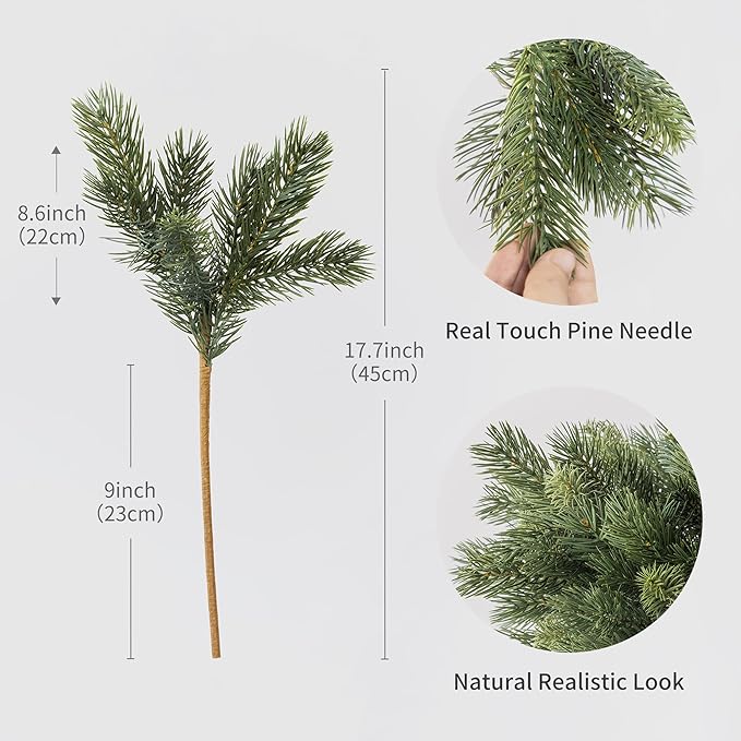 MISSPIN 12 Pcs 19.5 Inches Christmas Cedar Branches, Cedar Artificial Christmas DIY Crafts Faux Branches for Xmas Indoor Outdoor Home Decor