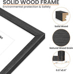 upsimples 11x14 Picture Frame, Natural Solid Wooden Picture Frames, Display 8x10 with Mat or 11 x 14 Without, Vertical or Horizontal Wall Hanging, 1 Pack, Black