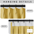 Macochico Extra Wide 100% Blackout Linen Curtains for Sliding Door Pleated Curtains with Hooks Insulated Soft Linen Drapes for Bedroom Living Room with Tieback Yellow 100”Wx84”L 1 Panel