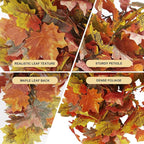 RECUTMS 2pcs Artificial Hanging Maple Leaves Plants Fake Fall Vines Plants Faux Autumn Hanging Fall Artificial Mums for Indoor Outdoor Thanksgiving Party Wedding Home Wall Door Decor(Green Yellow)