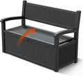 70 Gallon Outdoor Storage Box, Resin Patio Furniture with Armrest, Lockable Deck Box with Waterproof and UV Resistant for Patio Cushions, Garden Tools and Pool Supplies, Black