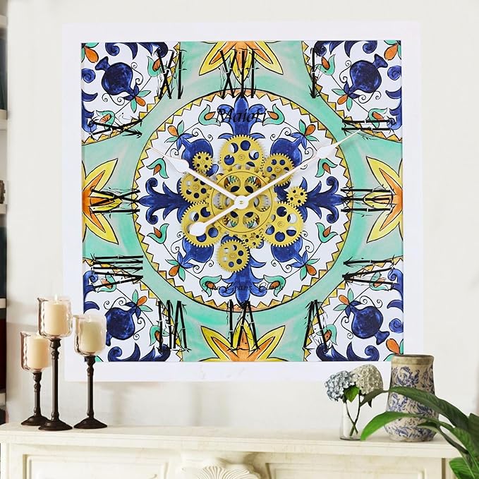 The Gears Clock Wall Clock Italy Collection with Moving Gears (Maiori, 24 inches (60 cm))