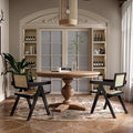 Rattan Dining Chairs Set of 2, Farmhouse Wicker Dining Chairs with Cane Seat Accent Armchair for Dining Room Kitchen Restaurant, Walnut