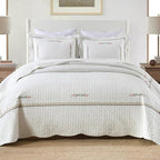 MarCielo 3-Piece 100% Cotton Oversized Bedspread Lightweight Quilt Coverlet Embroidery Farmhouse Bedding Set (Sakura White, Oversized Queen (100"x106"))