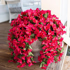 Faux Bougainvillea Artificial Flowers Plants for Outdoors Outside Decoration, 2 PCS Fake Flowers Silk Long Trailing Vines UV Resistant Realistic for Front Door Porch Planter Urn Patio Balcony Hot Pink