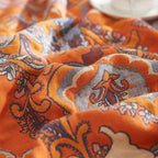 Boho Throw Blanket for Couch Sofa Bed, 100% Cotton Woven Quilt with Tassel 60”x80”, Super Soft Muslin Blanket with Oriental Universe Printed, Decorative Reversible Bed Blanket/Cover for All Seasons