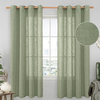 LAMIT Linen Blended Curtains 72 inch for Bedroom, Linen Textured Light Filtering Drapes Bronze Grommet Boho Neutral Panels for Farmhouse/Living Room, 2 Panels, 52 x 72 Inch, Sage Green