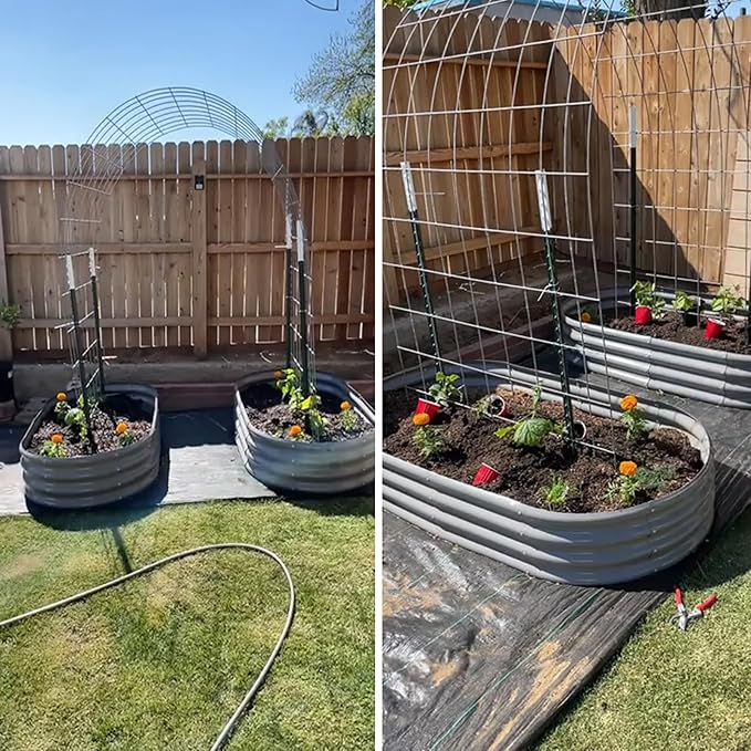 2 Pack 6x3x1FT Galvanized Raised Garden Bed Kit Oval Metal Ground Planter Box Outdoor Bottomless Planter Raised Beds for Vegetables Flowers Herbs Fruits, Green