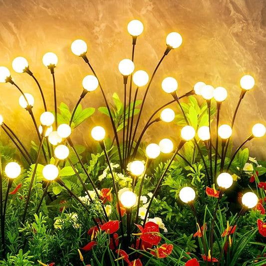 Solar Lights Outdoor Waterproof 4 Pack of 32 LEDs Garden Patio Firefly Decoration Unique Gifts Women Grandparents