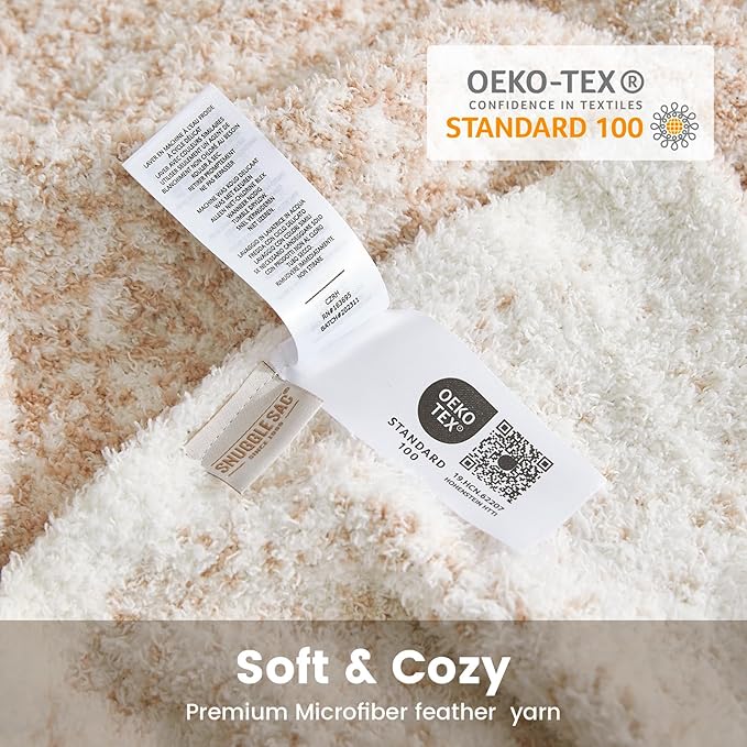 Snuggle Sac Buttery Beige Blanket Twin Size for Bed and Sofa, Reversible Super Soft Blankets Warm Cozy Knit Fuzzy Plush Blankets for Couch, Picnic, Ombre Beige, 60x80 inches