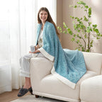 Snuggle Sac Teal Blue Reversible Super Soft Blanket Twin Size for Bed and Sofa, Heather Teal, 60x80 inches