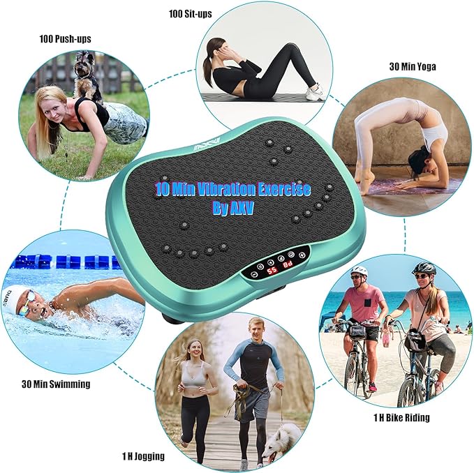 AXV Vibration Plate Exercise Machine Whole Body Workout Portable Mini Vibrate Fitness Platform Lymphatic Drainage Machine for Weight Loss Shaping Toning Wellness Home Gyms Workout (Mini)