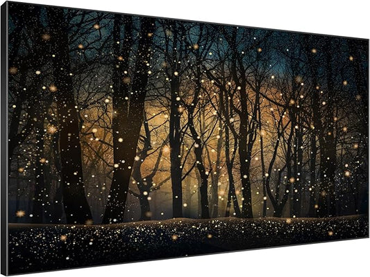 SIGNWIN 46"x72" Extra Large Framed Wall Art Magical Firefly Night Forest, Enchanted Woodland Scene for Home Living Room Bedroom Decor (Frame Assembly Required)