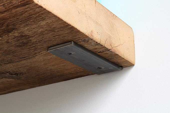 Urban Legacy Reclaimed Barn Beam Deep Shelves | Deep Shelves with Brackets Included, Set of 2 | (Natural Low Profile Bracket, 36" x 11.5" x 3")