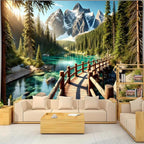 BSFHH Nature Tapestry Forest Tree Sea Cave Wall Hanging, Stream Through Rainforest Landscape Wall Art Tapestry for Bedroom Living room (Snow Scene, 110" × 87", Unframed)