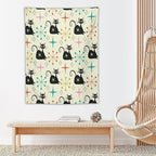 ICMOLYYENLO Abstract Cat Tapestry, Medieval Abstract Atomic Star Cat Vintage Home Wall Hanging Art Tapestry for Bedroom Living Room Dormitory 40x60 Inch