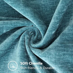 decorUhome Chenille Soft Throw Pillow Covers 24x24 Set of 2, Farmhouse Velvet Neutral Decorative Euro Pillow Covers with Stitched Edge for Couch Sofa Bed Home Decor, Teal