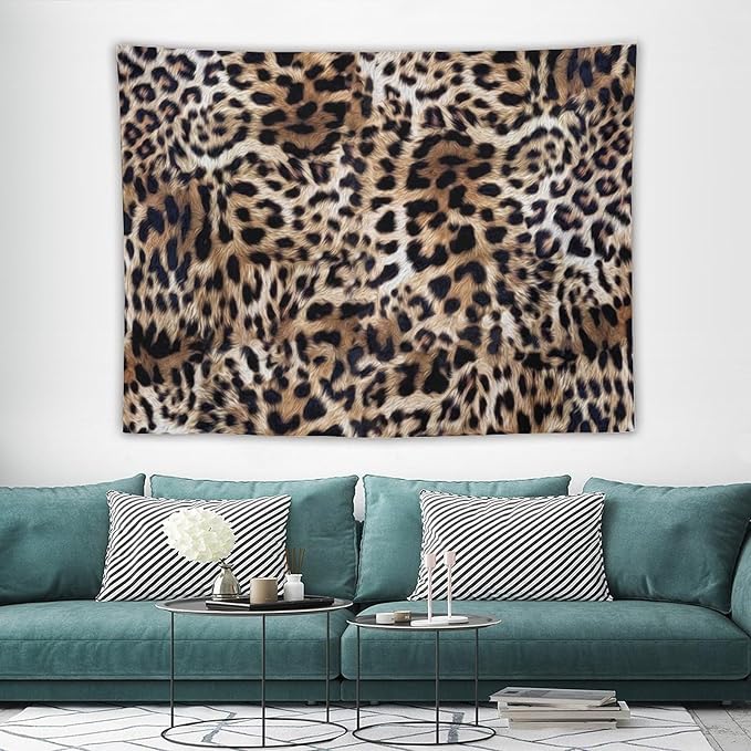 HZOHNAGO Leopard Print Tapestry Nature Wildlife Vintage Cheetah Fur Spot Animal Skin Wild Animals Spots Printed Wall Tapestry Painting Wall Hanging for Bedroom Living Room Dorm 80" W x 60" H