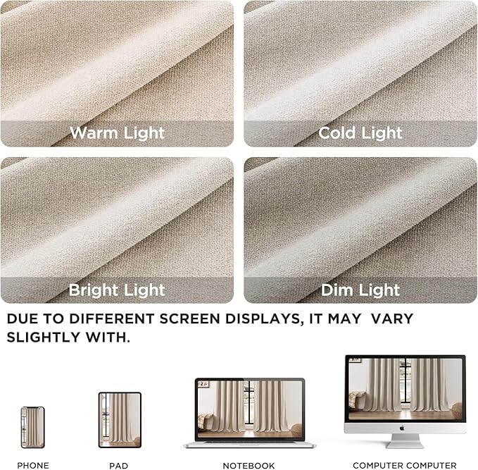 Joydeco Linen Curtains 90 Inch Length, Light Filtering Curtains for Bedroom Living Room, 52 Inches Wide Faux Linen Drapes with Rod Pockets (52x90 inch, Linen)