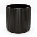 Amazon Basics Fluted Ceramic Round Planter, 10-inch, Black