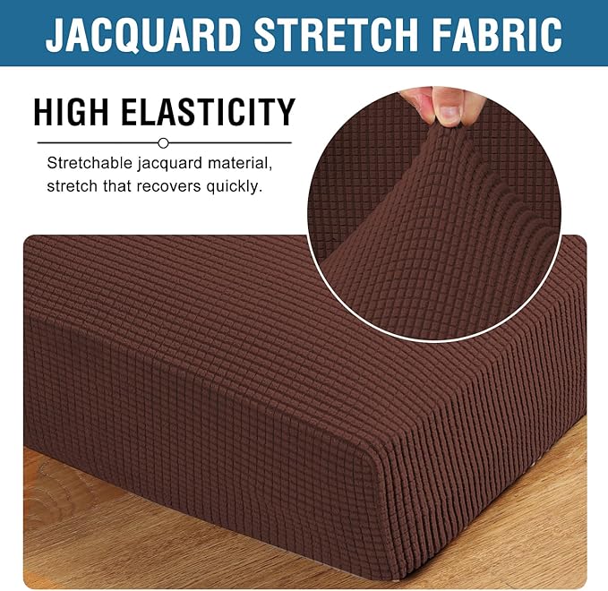 H.VERSAILTEX Super Stretch Individual Seat Cushion Covers Sofa Covers Couch Cushion Covers Slipcover Sets Thick Jacquard Textured Twill Fabric (1 Piece Sofa Cushion Cover, Burnt Brick)