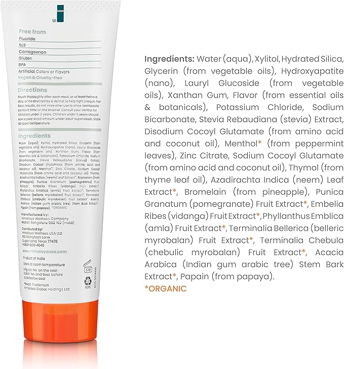 Himalaya Botanique Whitening + Hydroxyapatite Toothpaste for Whiter Teeth & Fresher Breath, Fights Plaque with Hydroxyapatite Support & Mint Flavor, Fluoride Free, SLS Free, & Vegan, 4.0 oz, 4 Pack