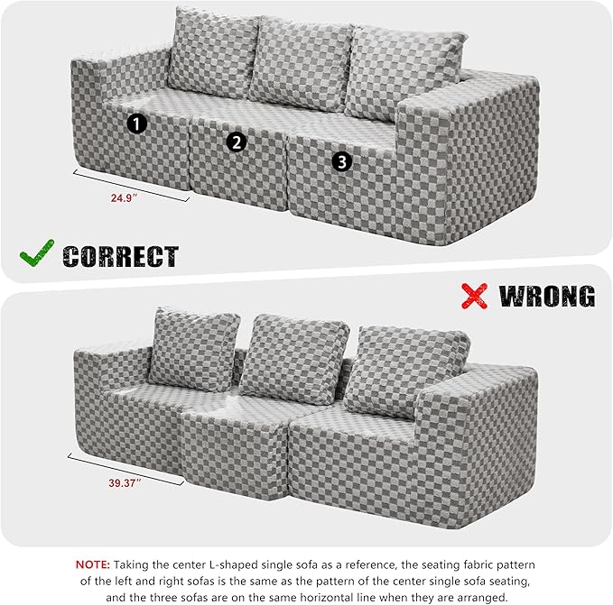Hobestluk Modular Sectional Sofa Memory Foam Couch Oversized Sectional Sofa 3-Seater with Chaises Cloud Couch with Removable Cover U Shaped Sofa for Living Room (Plush Grey, U Shape)