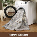 AMOAMI-2X6 Runner Rug-Washable Runners for Hallways-Soft Non Slip Bedside Rugs for Bedroom-Vintage Long Rug for Hallways Entryway Laundry Room Stair Kitchen Bathroom Grey