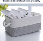 TheWarmHome Small Storage Baskets for Organizing,Storage Baskets for Shelves,Small Fabric Storage Bins W/Handles For Closet Nursery Toy Decorative Foldable (White&Grey, 11.8L*7.9W*5.2H-6 Pack)