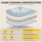 downluxe Indoor Chair Cushions for Dining Chairs, Soft and Comfortable Textured Foam Kitchen Chair Pads with Ties and Non-Slip Backing, 16" x 16" x 2", Light Blue, 4 Pack
