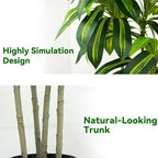 Artificial Dracaena Tree Artificial Silk Tree Faux Tree Fake Tropical Yucca Floor Plant with White Tall Planter (1, White Tall Planter, 5FT)