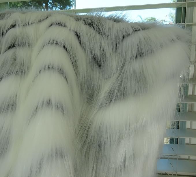 White Fox Faux Fur Throw Blanket & Bedspread - White Gray Fox Fur Throw - Luxury Fox Faux Fur - Soft Faux Fur Blanket, Made in USA, 16483