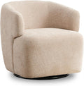 Swivel Accent Chair, Chenille Barrel Chair for Living Room, Cozy Round Boucle Arm Chair, Metal Base for Club Nursery Bedroom, Beige