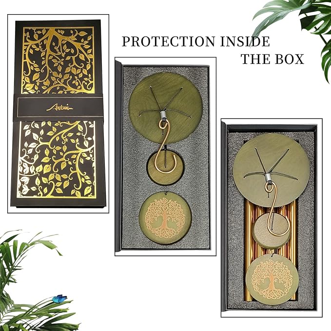 Gifts for Mom & Grandma - Outdoor Wind Chimes with Engraved Tree of Life, Large Patio Hanging Decor for Garden, Yard, Christmas, Anniversary Celebrations