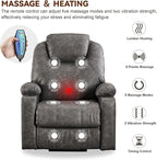 SALOHZA Power Lift Recliner Chair for Elderly with Massage and Heat for Living Room, Electric Recliner Chair for Adults with USB/Type C Port/Cup Holders, PU Faux Leather, Grey