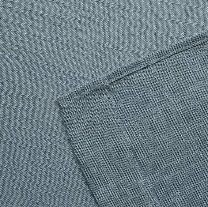 MIUCO Semi Sheer Curtains Poly Linen Textured Solid Grommet Curtains 84 Inches Long for Kids Room 2 Panels (2 x 37 Wide x 84" Long) Teal