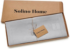 Solino Home Linen Soft Grey Table Runner 120 Inches Long - 100% Pure Linen 14 x 120 Inch Table Runner for Fall, Autumn, Thanksgiving - Fete