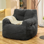 Giant Bean Bag Chair, Large Bean Bag Chair for Adults, Fluffy and Comfy Bean Bag Chair with Filler, Big Bean Bag Sofa Chair for Reading, Stuffed High-Density Foam, Grey
