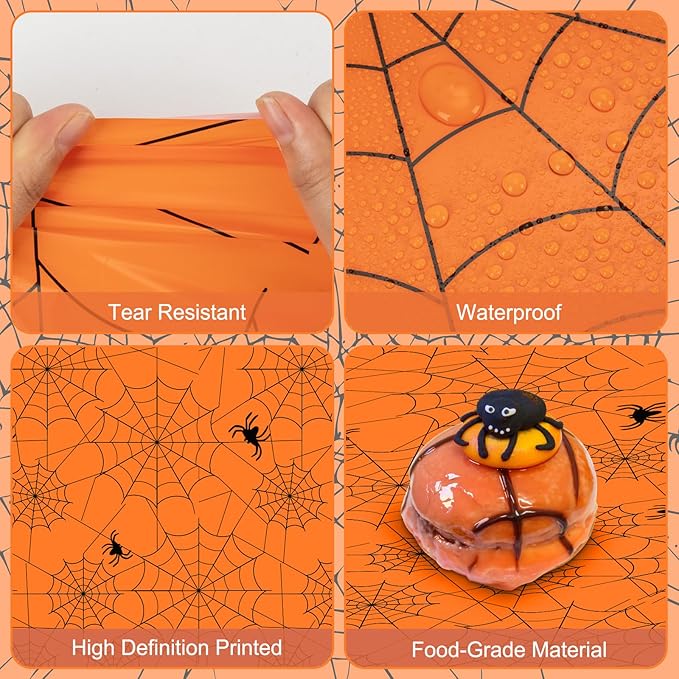2 Pcs Halloween Tablecloth - Plastic Halloweens Spider Webs Table Cloth, Orange Disposable Rectangle Spiderweb Table Cover for Halloween Party Decorations Supplies Favors Tables Decor, 108 x 54 Inch