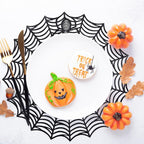 Sfcddtlg 6 Pcs Halloween Spider Web Placemats, 15" Heat Insulation Halloween Placemats Spider Web Table Mats, Hollow Out Spiderweb Coasters Placemat for Dining Table Party Decoration