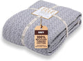 Gold Case Throw Blanket for Bed – 100% Recycled Turkish Cotton Bed Blanket – Decorative Throw Cotton Blankets for Living Room & Bedroom – Woven Twin Blankets - 71x90 - Grey