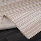 Stripe Outdoor Rug 10x14 Washable Outside Carpet for Indoor Patio Porch Waterproof Easy Cleaning Non Shedding Area Rugs Beige 10 x 14